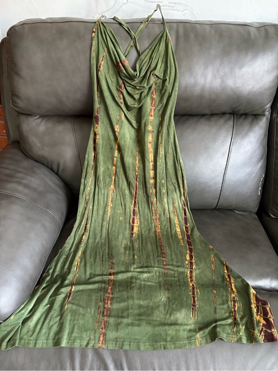 SHEIN Dresses & Skirts - SHEIN Olive Green Dress with Rust and Gold Accents